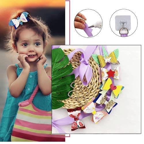 AOUXSEEM 348 Pcs 60 Set Faux Leather Hair Bows DIY Making Kit for Beginners, Contains Assorted Random Printed Glitter Solid Fabric Pre Cut Pieces, Make Stylish Girls Hair Clips thumbnail 6