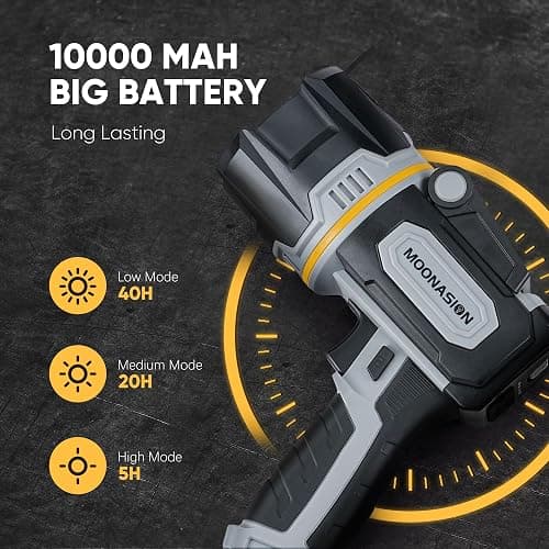 MOONASION Rechargeable Spotlight 100000 Lumen, Super Bright LED Spotlight Flashlight with COB Light & Foldable Stand, Long Lasting Large Handheld Spot Light for Boating Camping Boat Marine thumbnail 6
