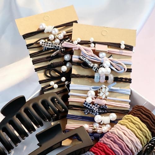Hair Accessories Set for Women, Ponytail Holders, Hair Scrunchies, Hairbands, Scrunchy Hair Ties, Multicolour Colors and Styles (1149PCS(Dark color) thumbnail 4