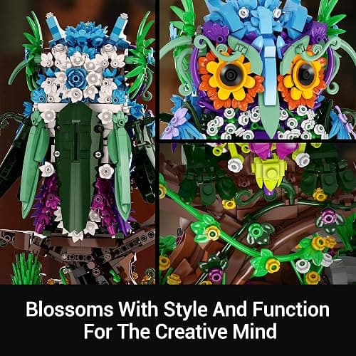 Sillbird Flower Owl Building Sets for Adults Christmas Creative Gift Ideas for Women Men Mom Her, Home Decor Display or Table Centerpieces - Buildable Floral Animals Botanical Model Collection thumbnail 8