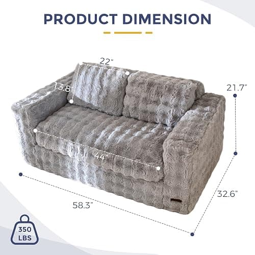 MAXYOYO Loveseat Sofa Couch, Upholstered Bean Bag Chair Cloud Seat | Boneless Couch with Cushion & Pillows, Sofa in A Box, No Assembly Required, Ash Grey, 2-Seat thumbnail 2
