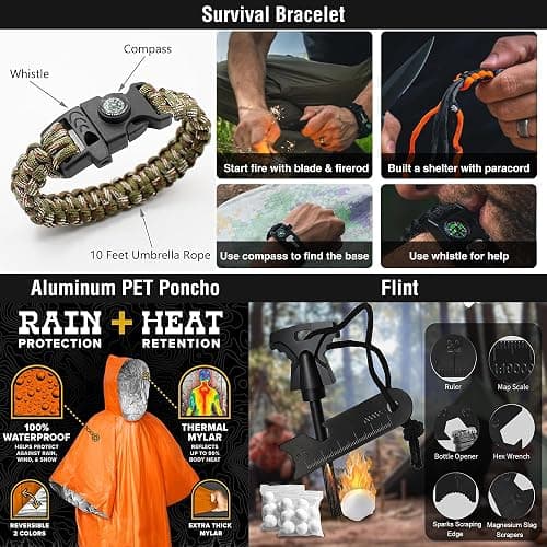Survival First Aid Kit, 190 Pcs Survival Gear and Medical Supplies, Military IFAK EMT Molle Tactical Pouch for Outdoor, Camping, Hiking, Car, Vehicles and More thumbnail 7