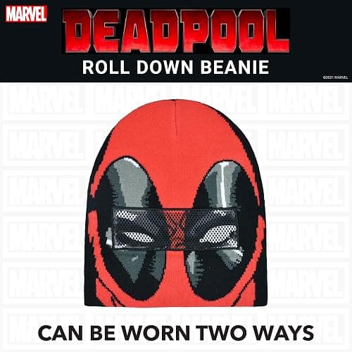 Marvel Deadpool Beanie Hat, Winter Knit Cap with Cuff thumbnail 3