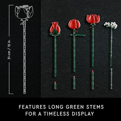 LEGO Botanicals Bouquet of Roses - Artificial Flowers Set for Adults - incl. 12 Faux Roses & 4 Sprigs of Baby's Breath for Home Decor - Christmas DIY - Gift Idea - 10328 thumbnail 7