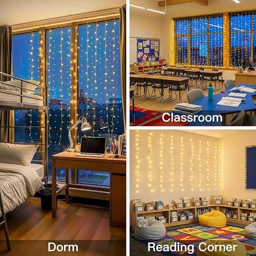 suddus Curtain Lights for Bedroom, 200 Led Hanging String Light Outdoor, Fairy Curtain Lights Indoor for Christmas, Dorm, Wall, Backdrop, Window, Wedding, Party, Birthday Decor, Warm White thumbnail 5
