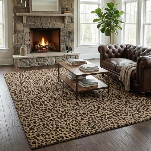 Leopard Print Rug for Living Room 5x7 Cheetah Fluffy Rug Machine Washable Area Rug for Bedroom,Non-Slip Soft Comfy Faux Fur Animal Carpet for Bedroom Living Shaggy Home Decor - Image 1