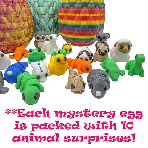 Articulating Animal Figurines – 10-Pack Mystery Mini Collectibles in Egg | 35+ Designs, Rainbow Colors, Premium Toys | Unique Gift for Kids & Adults by VDK Printing (MysteryEgg010) thumbnail 6