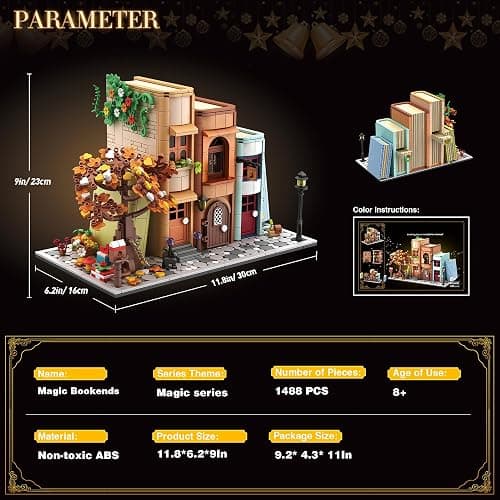 Bookends Building Set for Adult, Home Bookshelf Insert Decoration Building, Bookcase Miniature House Model Building for Adults, 1488pcs thumbnail 2