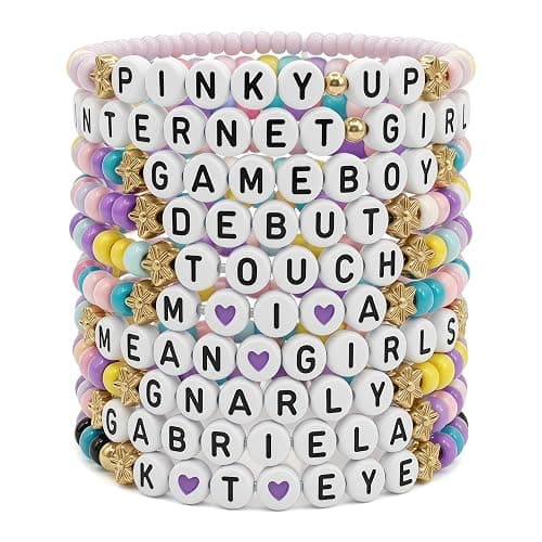 Gujjdgk 10 PCS Friendship Bracelets for KATSEYE Merch,Y2K Aesthetic Bracelets Gifts for Concert Outfits, Stackable Polymer Clay Letter Jewelry Accessories for Women & Men - Image 1