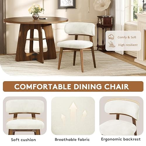 Dining Chairs Set of 2, Modern Upholstered Dining Chairs, Wooden Kitchen Chairs for Dining Room with Ergonomic Curved Backrest thumbnail 5