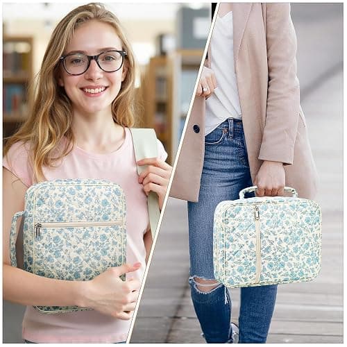 WOBAGMEN Bible Cover Case for Women,Large Bible Tote Bags Organizer Quilted Carrying Case for Girls,Bible Study Supplies Accessories Christian Gifts for Women (Blue Floral, M) thumbnail 8