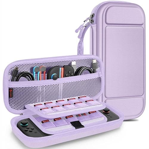 FINTIE Carrying Case for Nintendo Switch 2 (2025), Shockproof Hard Shell Switch 2 Case, Protective Cover Travel Bag with 19 Game Card & 2 Micro SD Card Slots & Inner Pocket, Lilac Purple - Image 1