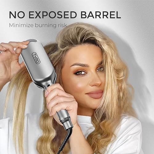 Curling Iron Hair Crimper Waver - TYMO ROVY Beach Waves Curling Wand, Ionic Deep Waver Hair Curler Tool with Ceramic 3 Barrel for Women, Dual Voltage, Anti-Scald, Easy to Use, Grey, 1.25 Inch - 1.25 Inch - Grey thumbnail 6