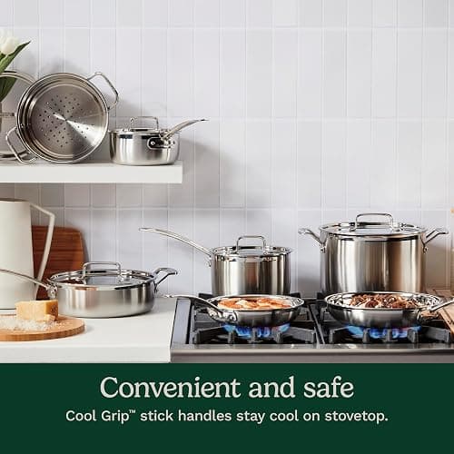 Cuisinart 12-Piece MultiClad Pro Triple Ply Stainless Stainless Steel Pots and Pans Set, Cookware Set Compatible with Induction, Electric, Gas Cooktops, Cool Grip Handles, Oven Safe to 500°F, Silver thumbnail 3