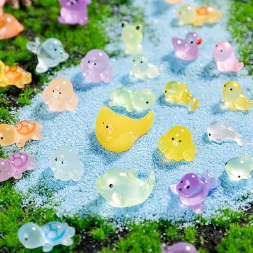 114pcs Luminous Mini Resin Animals 15 Types in the Dark to Hide Miniature Resin Animals Figures Glow in the Dark Small Plastic Ocean Animal for Fairy Garden Micro Landscaping Dollhouse Home Decor Part thumbnail 6