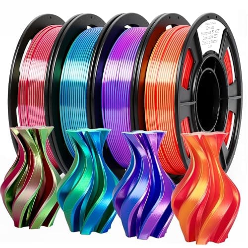 3D Printing Filament, Silk PLA Printer Filament 1.75mm, Shiny Dual Color Change, Neatly Wound Bundle, 4 x 250g Spools for FDM Printers - Image 1
