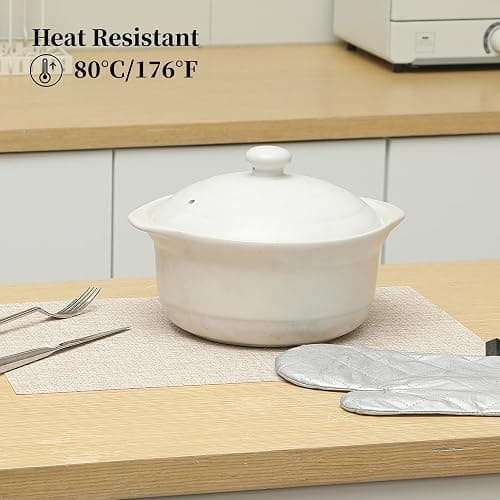 Leetaltree Beige Placemats Set of 4 - Heat Resistant Non-Slip Place mats for Dining Table, Washable Durable PVC Vinyl Woven Table Mats（Beige, 4） thumbnail 2