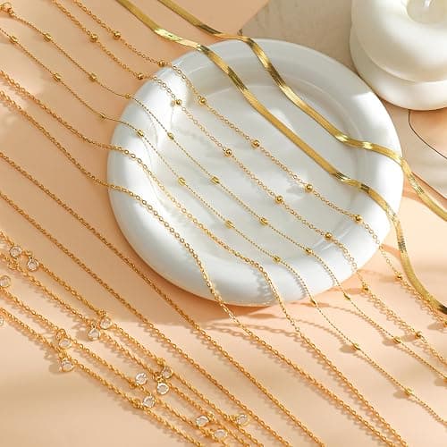 Wrlcorly 8Pcs Waist Chain 18K Gold Plated Belly Belt Chains Sexy Bikini Summer Beach Satellite Beaded Sequin Snake Layered Coin CZ Body Chain Jewelry Accessories for Women Gold Silver Tone Adjustable thumbnail 7