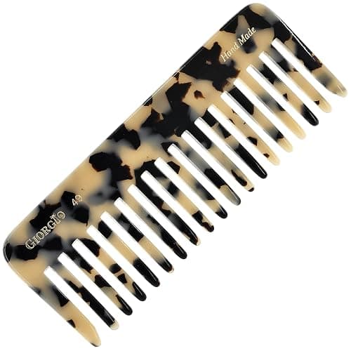 Giorgio G49 White Tokyo Wide Tooth Detangler Comb for Thick Curly Wavy Hair, Wet or Dry. Handmade Quality Cellulose, Saw-Cut, Hand Polished - Image 1