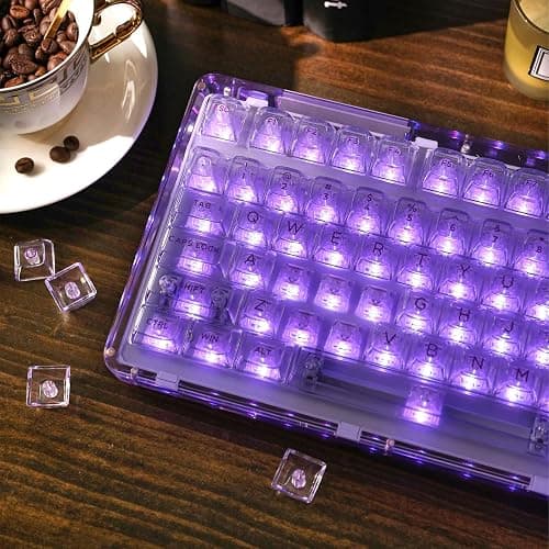 KiiBoom Phantom 98 Hot Swappable Crystal Gasket-Mounted Mechanical Keyboard, Triple Mode NKRO Gaming Keyboard with South-Facing RGB, Clear Keycaps, 8000mAh Battery for Win/Mac (Purple) thumbnail 6