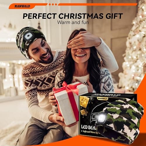 MANWALD LED Beanie Hat with Light, USB Rechargeable LED Headlamp, Christmas Stocking Stuffers for Men Adults, Gifts for Men Him Husband, Camouflage, 2PCS thumbnail 7