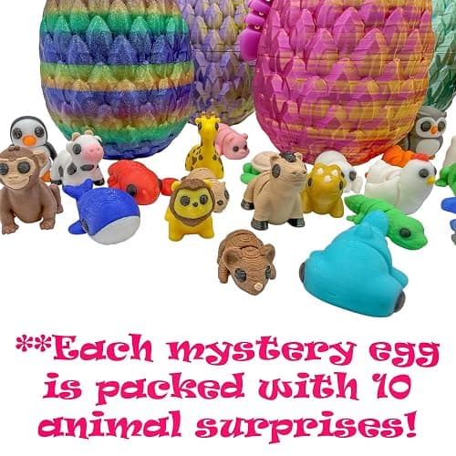 Articulating Animal Figurines – 10-Pack Mystery Mini Collectibles in Egg | 35+ Designs, Rainbow Colors, Premium Toys | Unique Gift for Kids & Adults by VDK Printing (MysteryEgg010) thumbnail 5