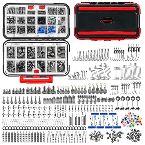 MadBite by KastKing 182/265/400pcs Compact Fishing Tackle Kit - All-in-One Freshwater Hooks, Weights, Bobbers in Tackle Box, Fishing Gear Set for Bass Trout Panfish thumbnail 11