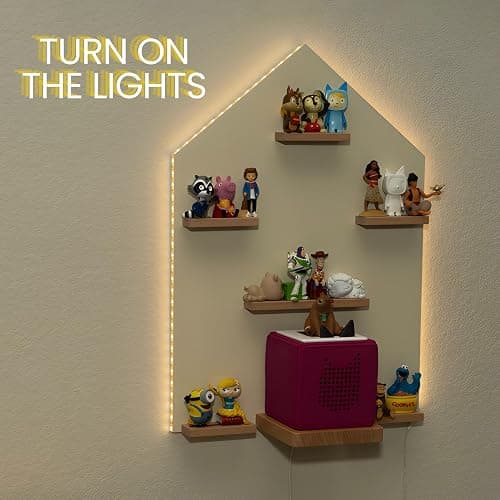 BigStep Large LED Magnetic Shelf for Tonies - Compatible with Toniebox and Tonies Characters - Metal Strips on Top and Bottom - Hang on Wall or Use Free Standing - Comparable to Tonies Shelf thumbnail 8