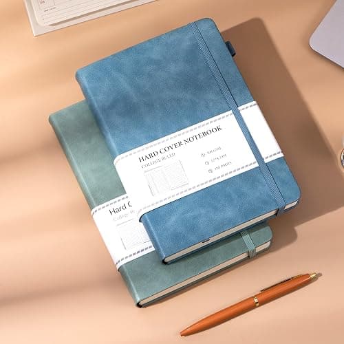CAGIE Journals Notebooks for Women Men 2 Pack: Journaling Notebooks Journals for Writing Work Leather Diary Hardcover A5 Thick Note Taking Green& Blue thumbnail 2