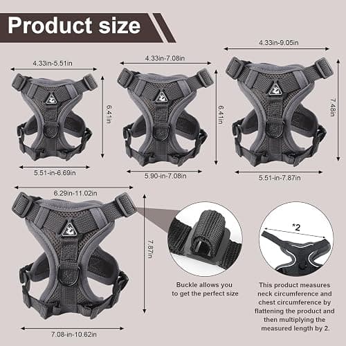 Wanheart cat Chest Harness and Leash, Anti-Escape Adjustable Soft mesh cat Leash and Chest Harness Set for All Types of Cats cat Vests (Grey, 3.3-6.6lb) thumbnail 2
