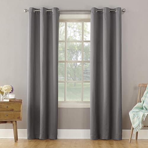 Sun Zero Becca Energy Efficient Grommet Curtain Panel, 40" x 95", Gray - Image 1