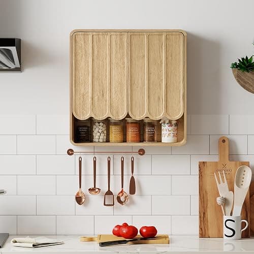 ORRD Bathroom Wall Mounted Storage Cabinet, Medicine Cabinet with Adjustable Shelf, Over The Toilet Storage Cabinet for Bathroom, Laundry Room, Kitchen, Living Room (Natural) thumbnail 7