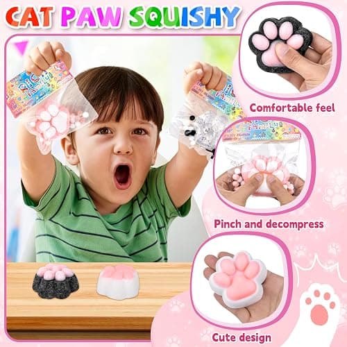 4Pcs Taba Squishy Cat Paw, Mochi Taba Squishy Kit, Mini Animals Soft Squeeze Fidget Toys, Handmade Stress Relief Novelty for Anxiety, Boys Girls Birthday Gifts thumbnail 5