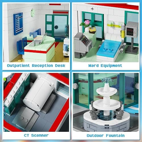 LuxRebuty City Hospital Building Block Set, Architecture Building Set for Adults with Ambulance, Miniature Hospital World, Detailed Craftsmanship & Immersive Roleplay for Collectors & Gifts, 1888Pcs thumbnail 4
