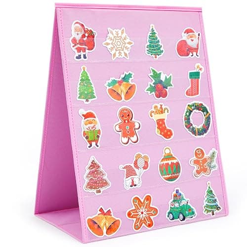 Faccito Portable Stickers Display Stand for Vendors Big 4'' Stickers, 5 Layers and 2 Sides No Assembly Required Sticker Display Rack for Vendor Events, Small Business Supplier Events Pink 13x17in - Image 1