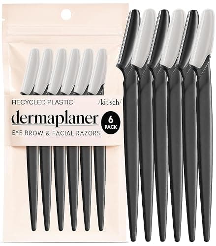 Kitsch Dermaplane Razor for Women Face – Black, 6 pcs | Face Razors for Women & Men, Eyebrow Razor & Face Shaver – Exfoliating Facial Razor & Dermaplaner as Tool for Smoother Skin - Image 1