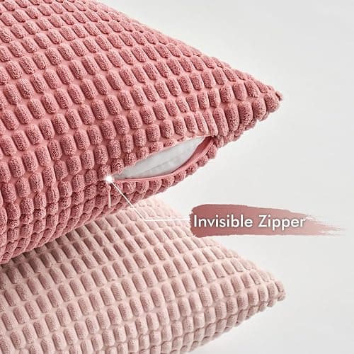 MIULEE Decorative Pillow Covers 18x18 Inch Set of 4 Aesthetic Pink | Romantic Sweet Cute Throw Pillows, Coquette Home Decor, Soft Corduroy Couch Pillowcases, Sofa Living Room Bed thumbnail 5