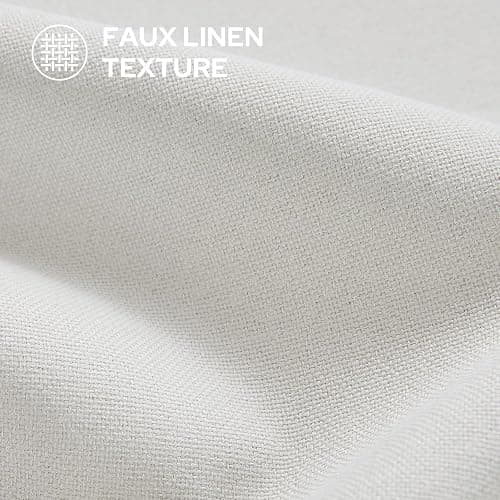 HOMEIDEAS 100% Ivory Cream Linen Blackout Curtains for Bedroom, 52 x 84 Inch Length 2 Panels Faux Linen Thermal Insulated Black Out Grommet Window Drapes for Living Room thumbnail 5