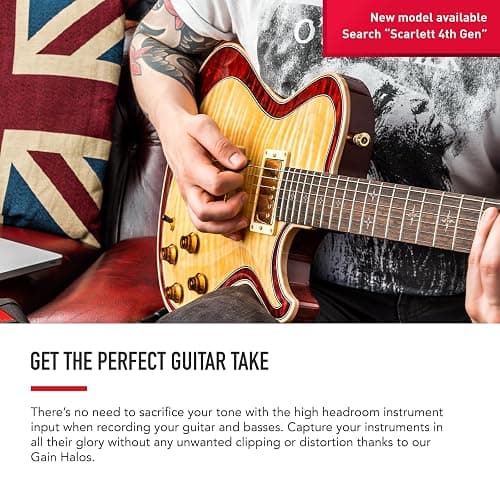 Focusrite Scarlett Solo 3rd Gen USB Audio Interface, The Guitarist, Vocalist, Podcaster Or Producer, Studio Quality Sound, Red thumbnail 3