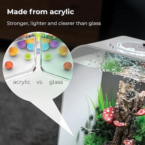 biOrb Life 15 Acrylic 4-Gallon Aquarium with White LED Lights Modern Compact Tank for Tabletop or Desktop Display, Transparent thumbnail 4