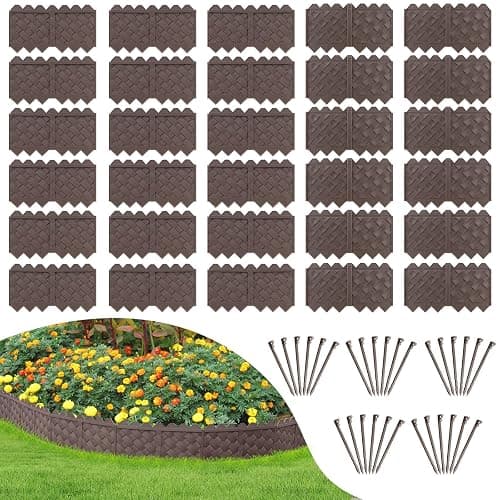 30-Pack Weaving Flower Bed Garden Edging Borders (30 FT) - No Dig Border Edgings with 8.5” Anchor Stakes & Interlocking Design-Thickened Borders for Lawns, Flower Beds & Landscaping - Image 1