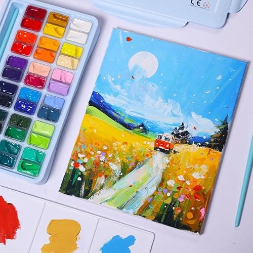 HIMI Gouache Paint Set, 36 Colors x 12ml Twin Jelly Cup Design with 3 Paint Brushes and a Palette in a Carrying Case Perfect for Artists, Students, Gouache Opaque Painting thumbnail 2
