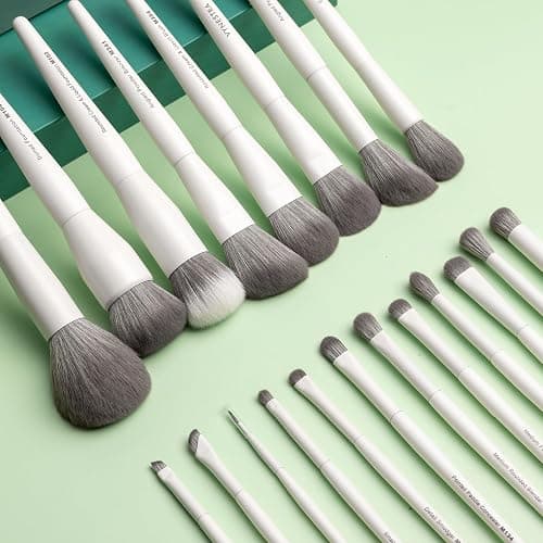 Vynestra Makeup Brushes 20Pcs Pro Face & Eye Makeup Brush Set Labeled,White | Non Shedding ultra Dense Soft Bristle,Make Up Brush kit for Blending,Powder,Foundation,Bronzer,Highlight,Concealer,Eye Shadow thumbnail 8