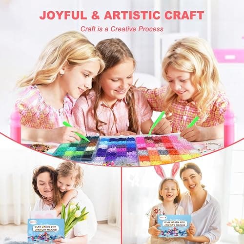 Redtwo 23200 Pcs Clay Beads Bracelet Making Kit 144 Colors 7 Boxes Flat Polymer Heishi Beads Set for Friendship Jewelry Making with Pendant Charms Crafts Gifts for Girls Ages 6-12 Kids Adults - 144 Colors thumbnail 6
