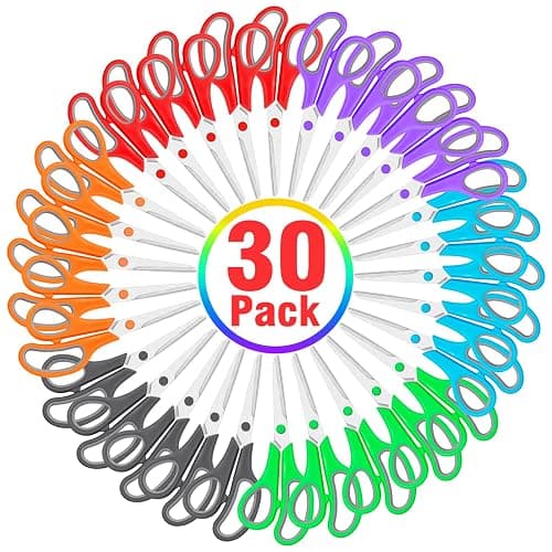 30 Pack Scissors Bulk, 8 Inch Sharp Scissors All Purpose for Office School Classroom, Shear Fabric Sewing Craft Cutting Paper for Adults Teachers Students, School Supplies for Right/Left Handles - Image 1