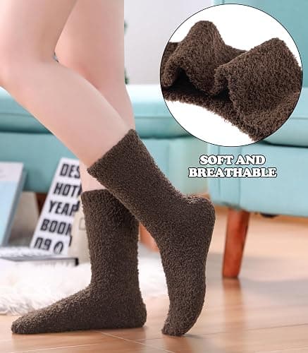 FNOVCO Womens Fuzzy Socks Super Soft Fluffy Winter Warm Cozy Home Sleeping Socks thumbnail 4
