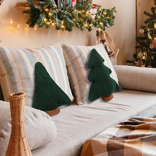 Allorry Christmas Pillows,Christmas Tree Pillow Set of 2 Cute Xmas Tree Shaped Plush Pillow Stuffed Christmas Decor for Party Home Sofa Cushion Bed Decorations(12.2 Inch) WL-006B thumbnail 5