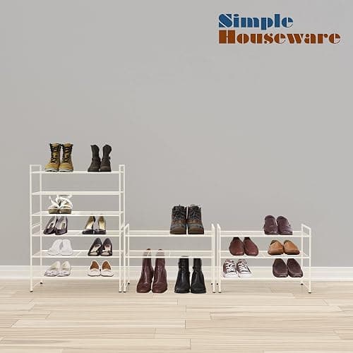 Simple Houseware 3-Tier Stackable Shoes Rack Storage Shelf, White thumbnail 5