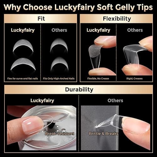 Luckyfairy Medium Almond Nail Tips, 504pcs Soft Gel Pre-Filed Acrylic Almond Fake Nails, Half Matte Full Cover Clear Press on Flase Nail Tips for Nail Extension Home DIY 12 Sizes thumbnail 7