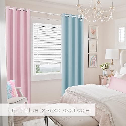 KOUFALL Bubble Gum Pink Blackout Curtains for Girls Room, Cute Light Pink Nursery Curtains Girl, Princess Black Out Girly Curtains for Kids Bedroom, 2 Panels, 52 Inch Wide x 84 Inch Long thumbnail 3